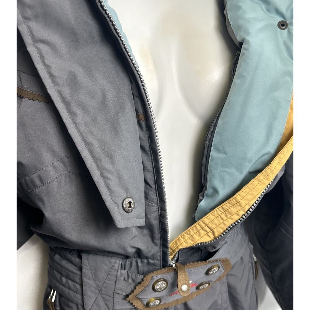 Obermeyer Ski Suit Womens 10 Vintage Insulated One Piece Embroidered Gray 90’s - Picture 5 of 12
